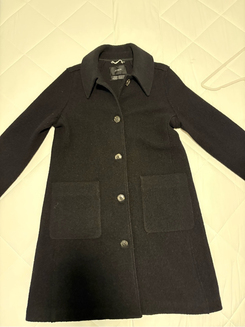 J. Crew Black Long Wool Button Coat